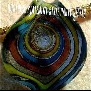 "Pharaohs colors" beaded lampwork glass necklace